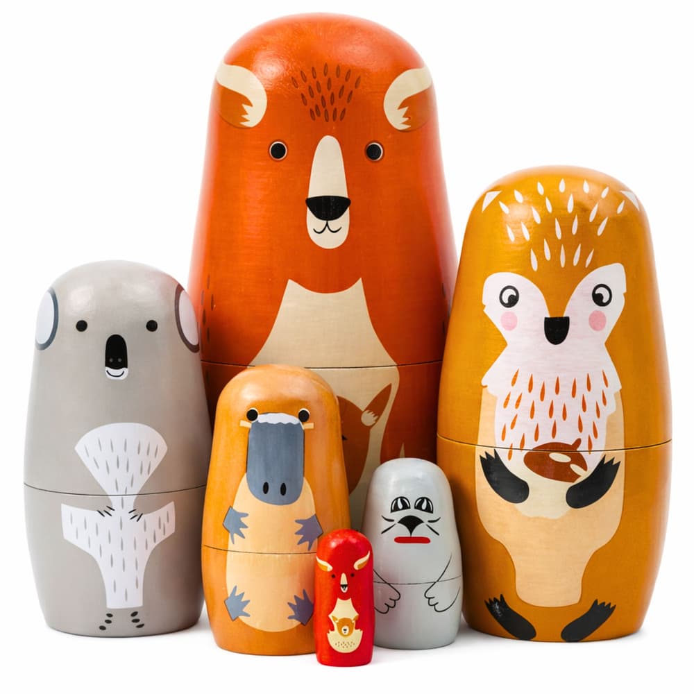 LEAN TOYS Lesene Matrioške - Živali gozda, 6 kosov 2