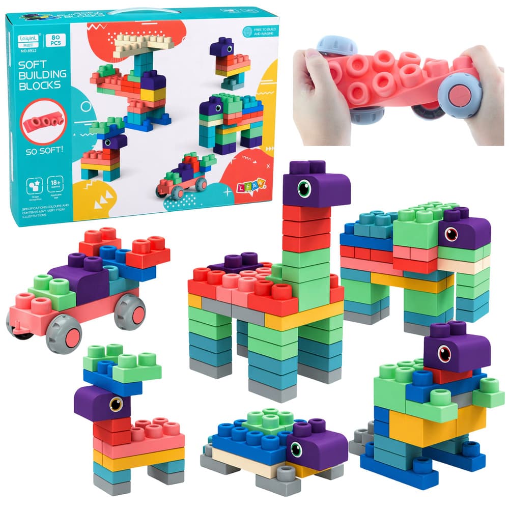 LEAN TOYS Mehki senzorični bloki - 80 kosov