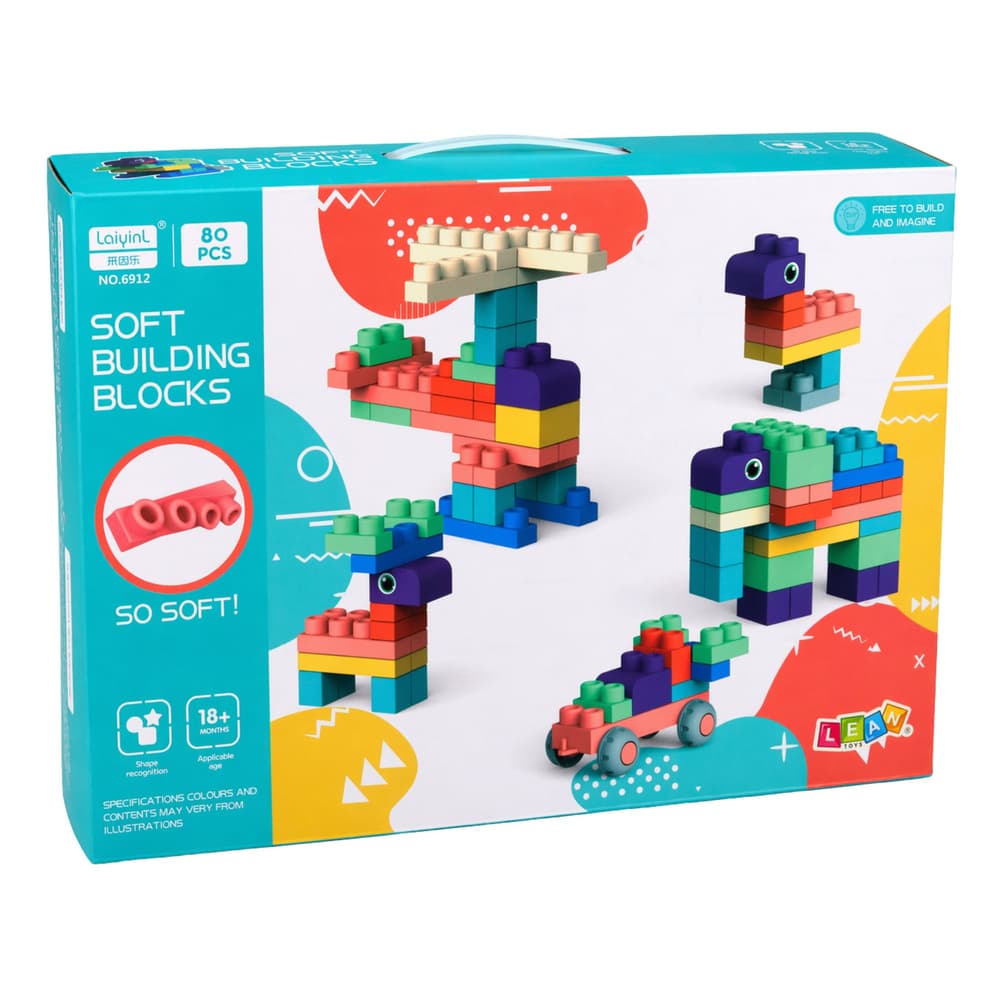 LEAN TOYS Mehki senzorični bloki - 80 kosov 5