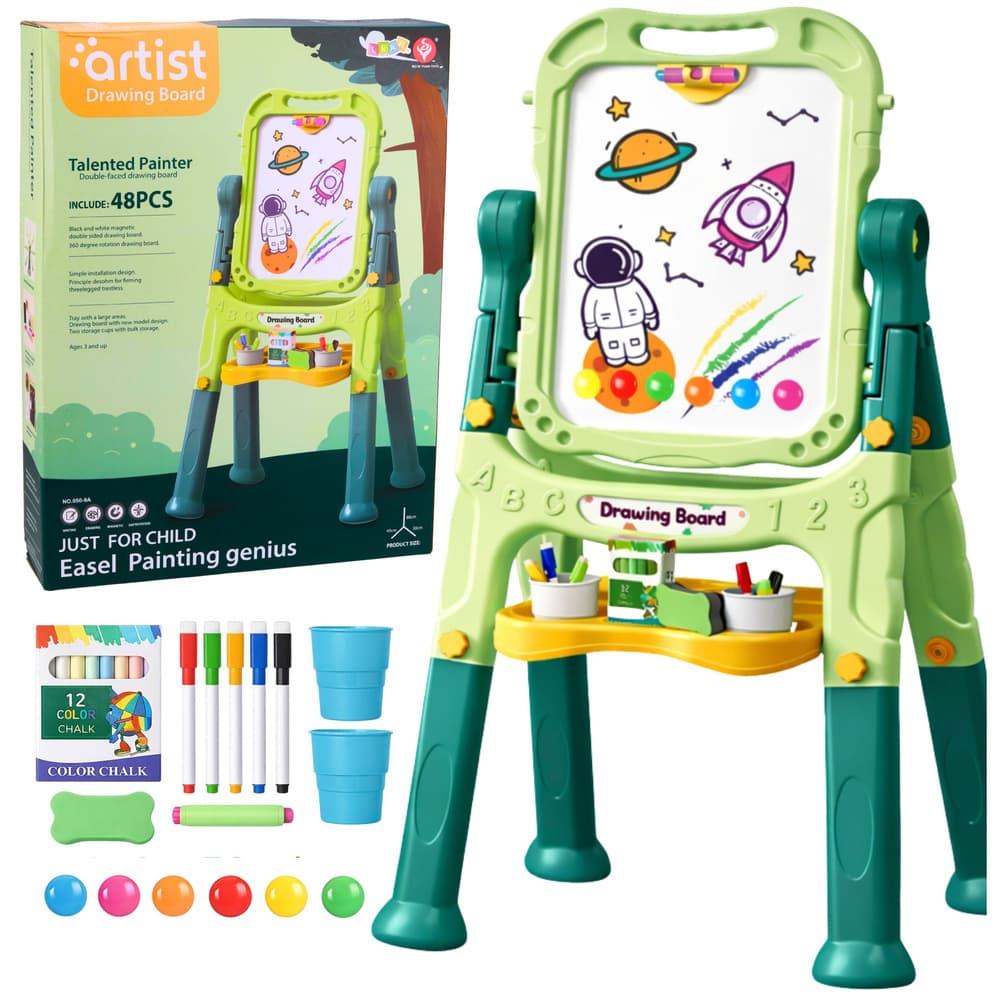 Lean Toys Dvostranska magnetna tabla - kredna in belo-pisalna (48 el.)