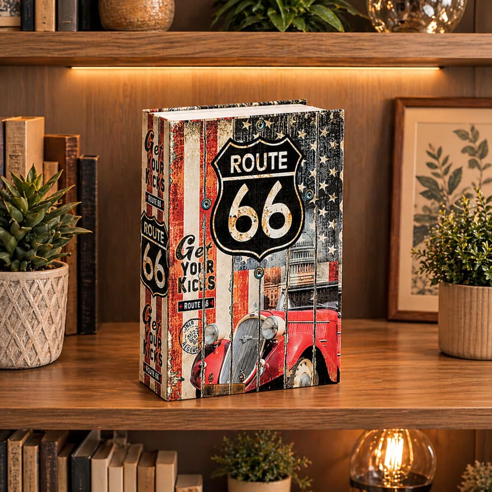 Skrita denarnica v obliki knjige LEAN TOYS, ključ, Route 66 3