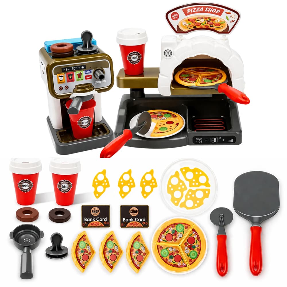 LEAN TOYS Pizzeria Set (pečica, aparat za kavo, dodatki) 2