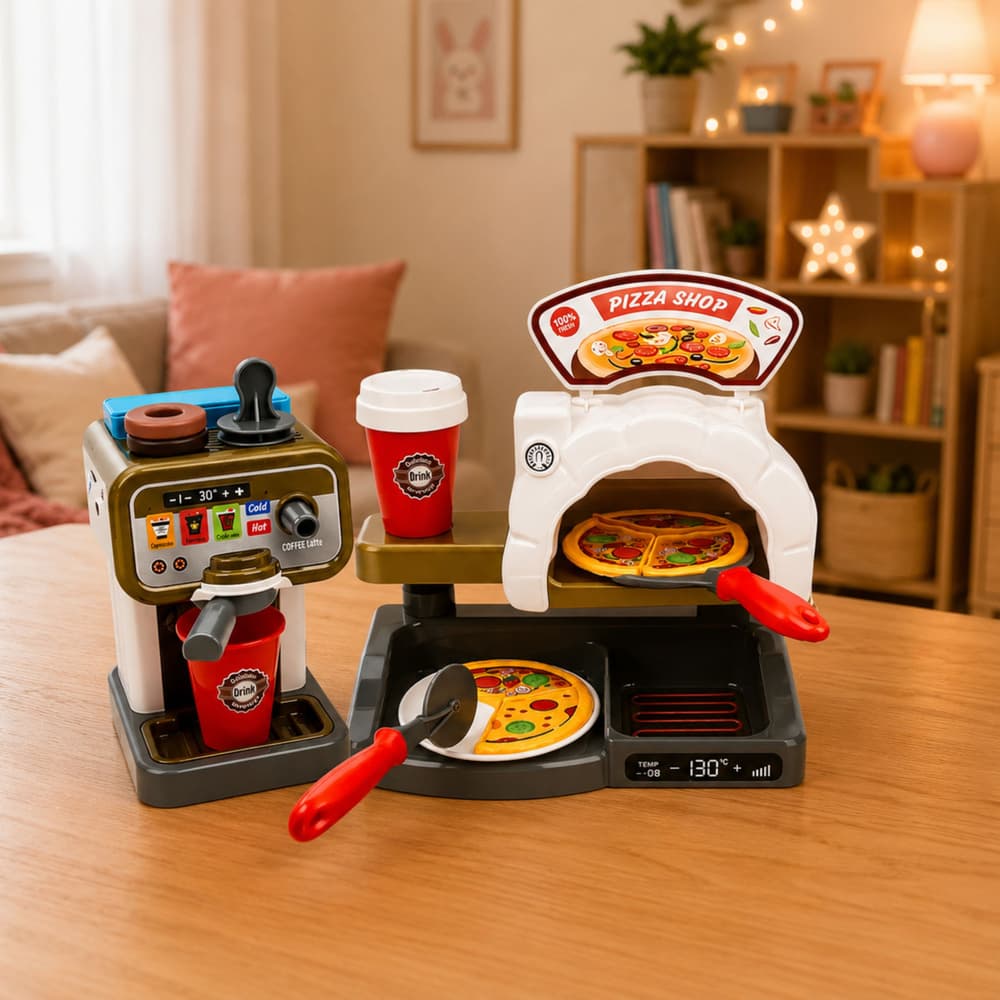 LEAN TOYS Pizzeria Set (pečica, aparat za kavo, dodatki) 5