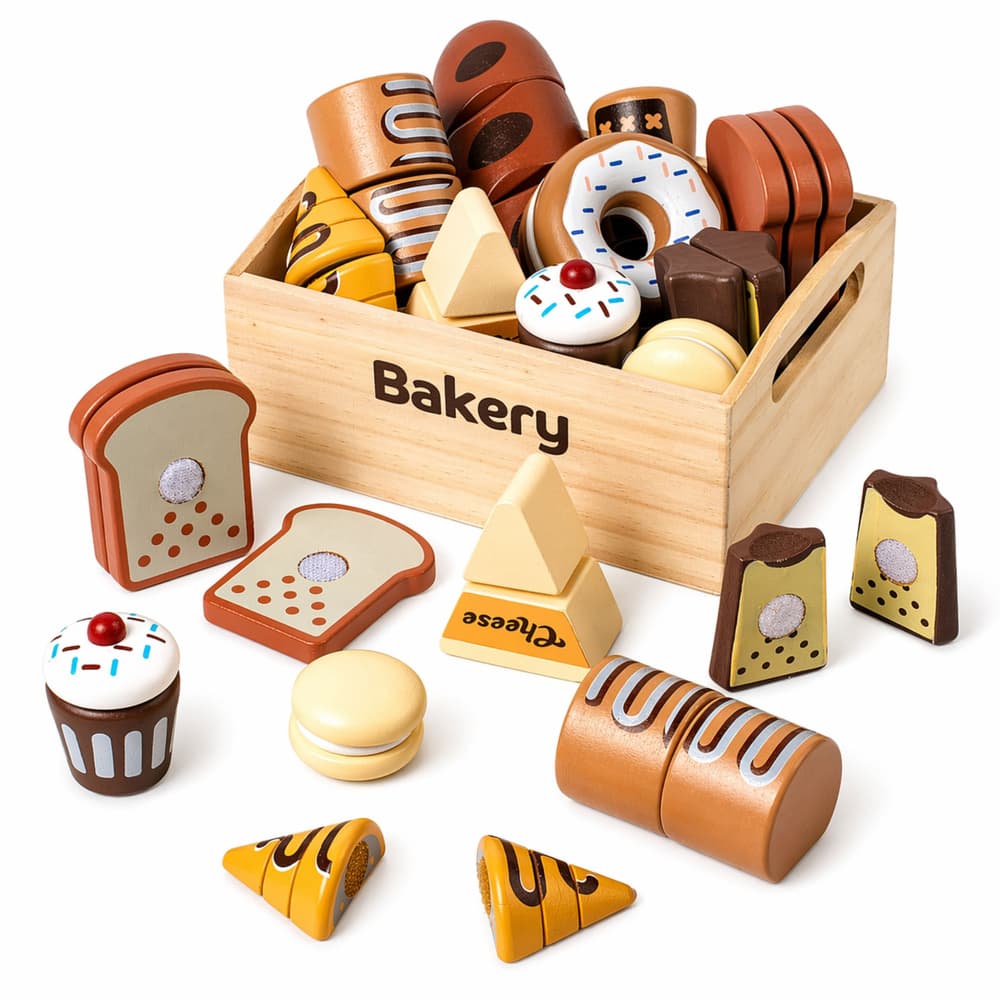 LEAN TOYS Lesena mini pekarna z dodatki in velcro 2