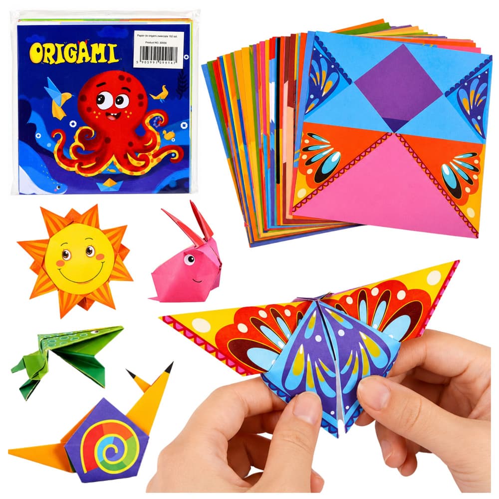 Set za origami LEAN, 100 pisanih listov in navodila