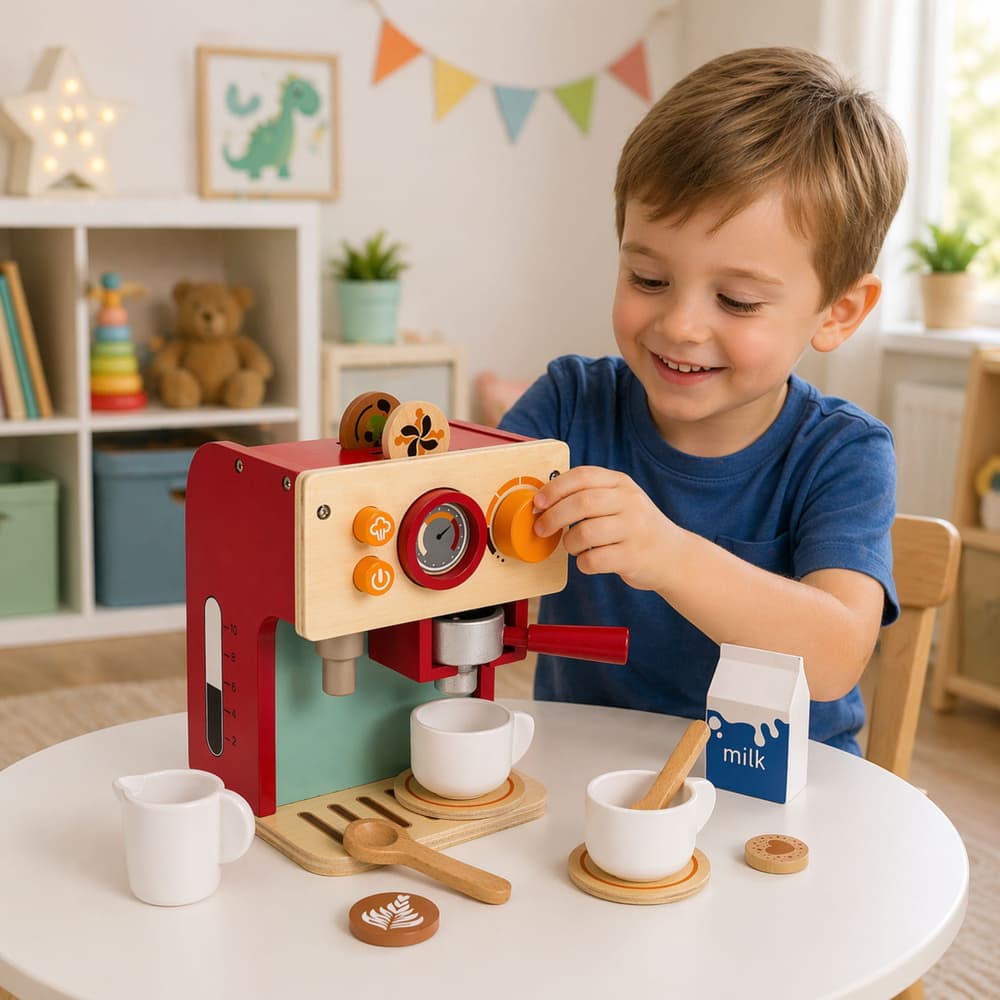 LEAN TOYS leseni aparat za kavo 'Mali barista' 3