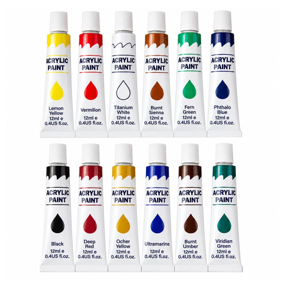 Set akrilnih barv za slikanje, 24 barv, 12 ml 2