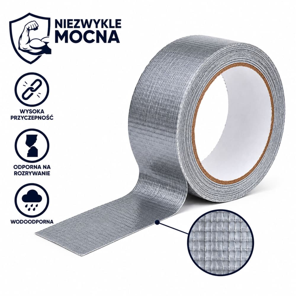Popravljalni trak LEAN, armirani, močan, srebrn, 48mm x 15m 3