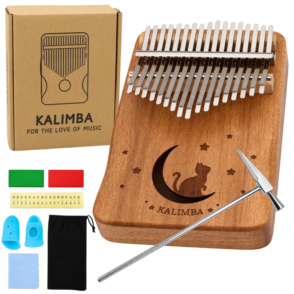 Kalimba LEAN TOYS, 17 tipk, leseni instrument, s torbico in pripomočki