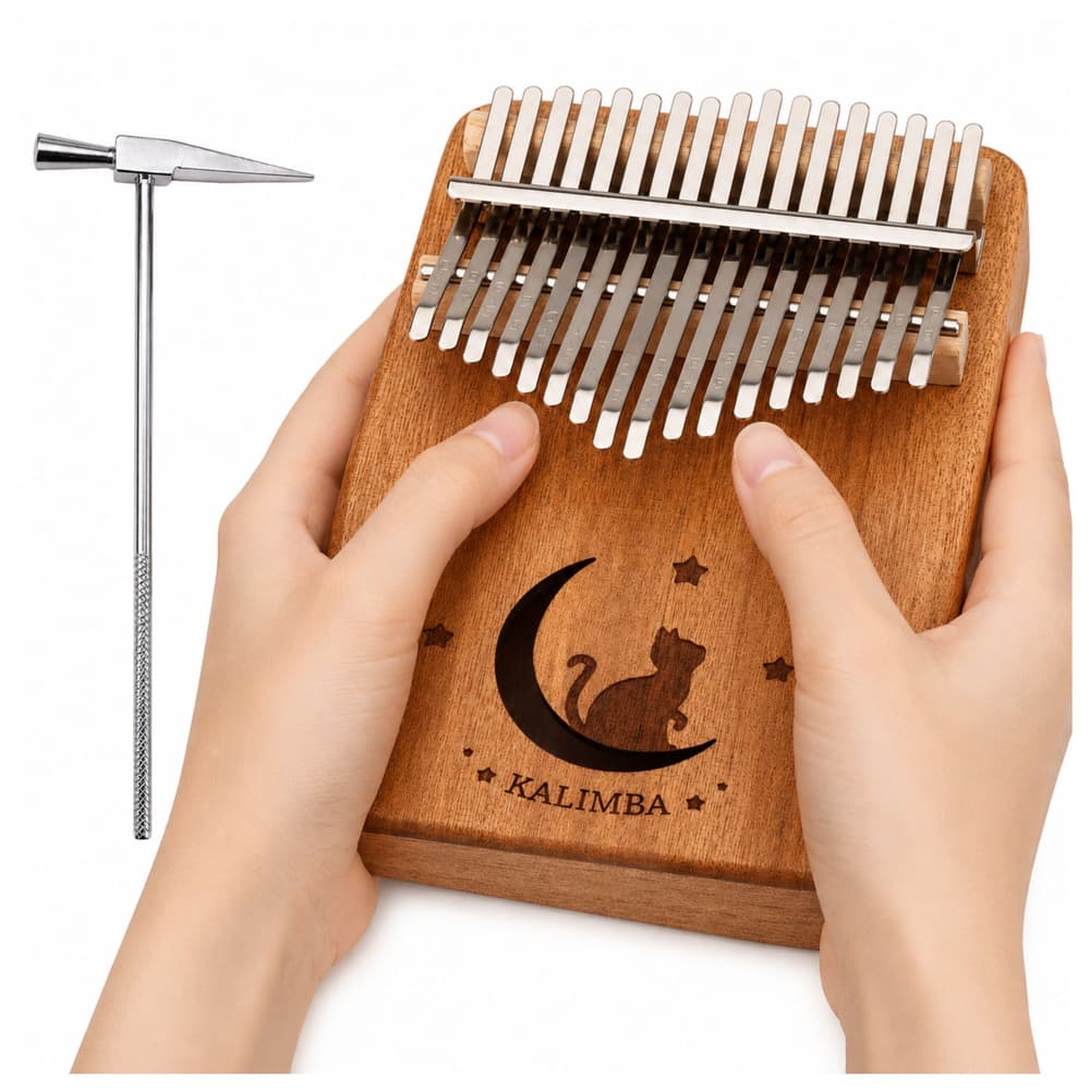 Kalimba LEAN TOYS, 17 tipk, leseni instrument, s torbico in pripomočki 3