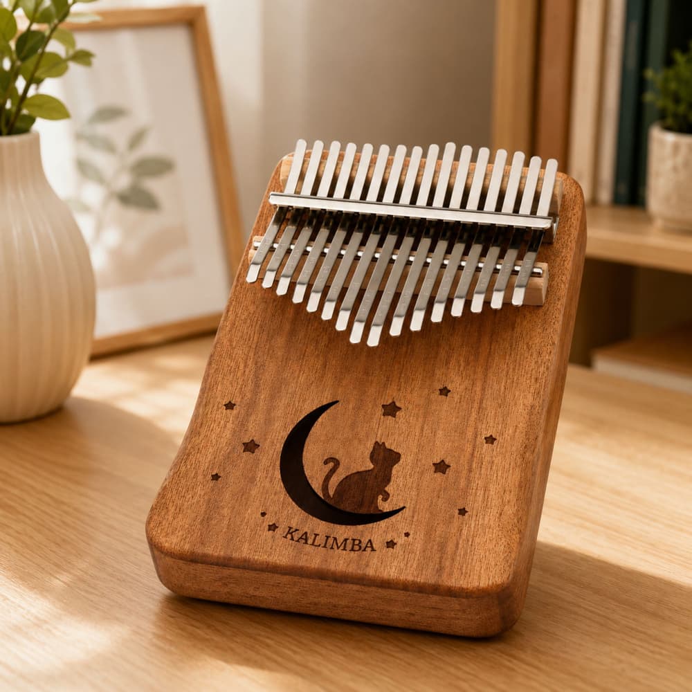 Kalimba LEAN TOYS, 17 tipk, leseni instrument, s torbico in pripomočki 5