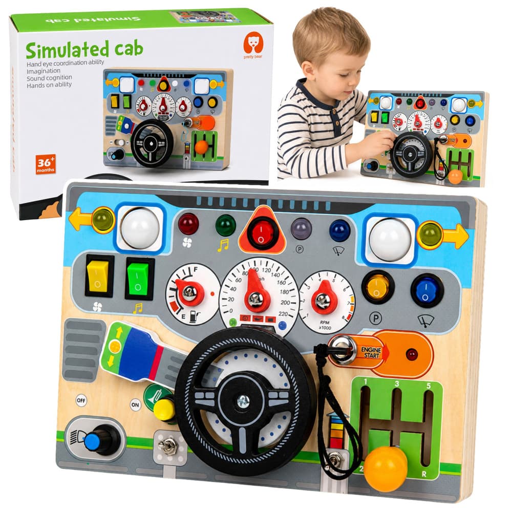 Plesna deska LEAN TOYS, lesena, s krmilom, lučmi in zvoki