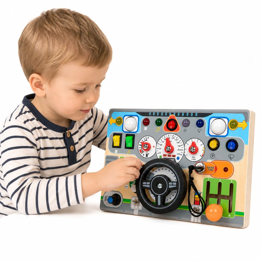 Plesna deska LEAN TOYS, lesena, s krmilom, lučmi in zvoki 2
