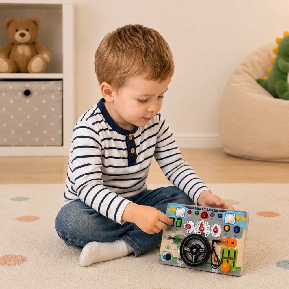 Plesna deska LEAN TOYS, lesena, s krmilom, lučmi in zvoki 4