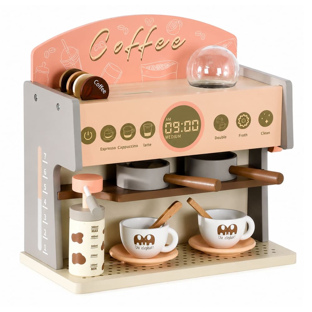 Leseni aparat za kavo LEAN TOYS, barista set, roza 2
