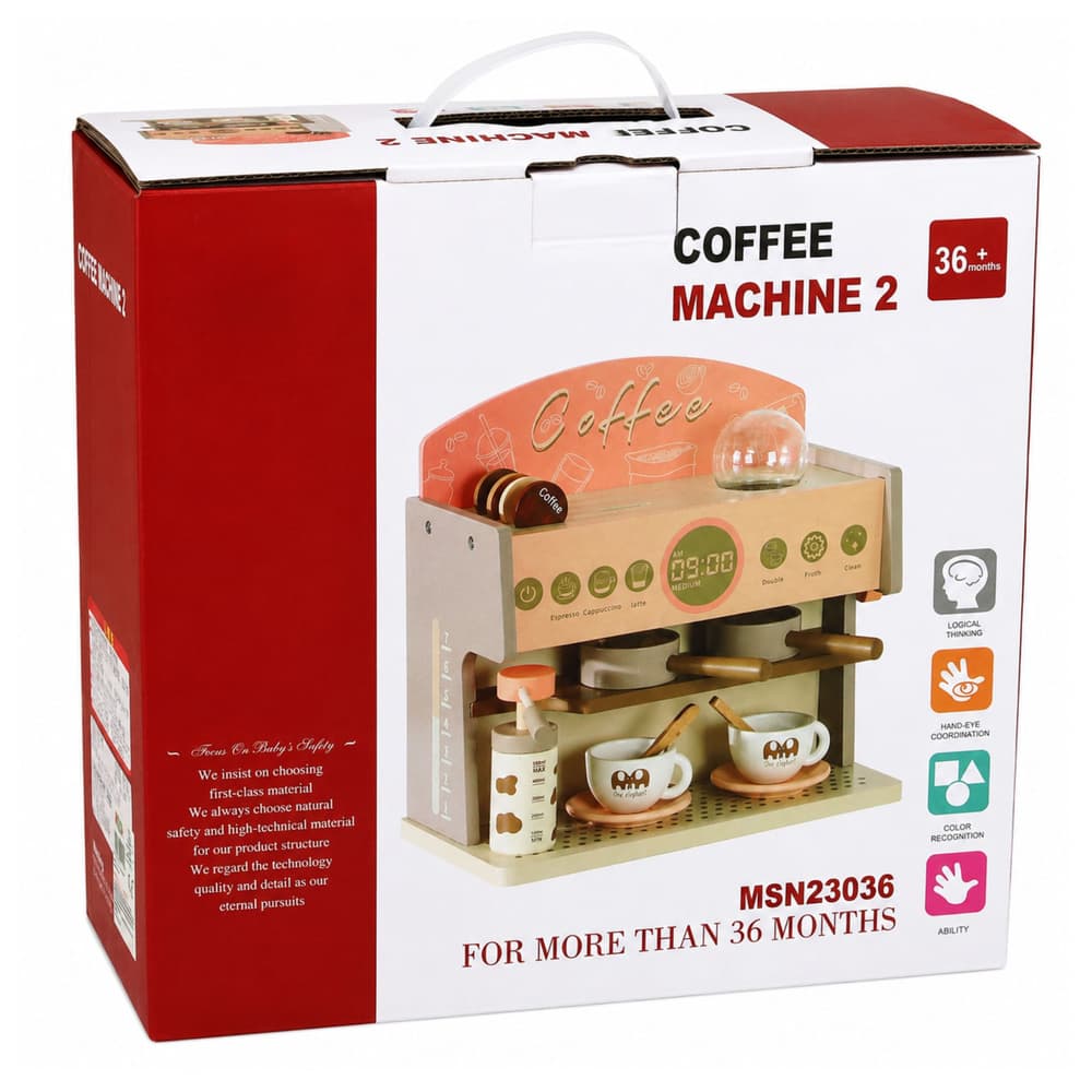 Leseni aparat za kavo LEAN TOYS, barista set, roza 5