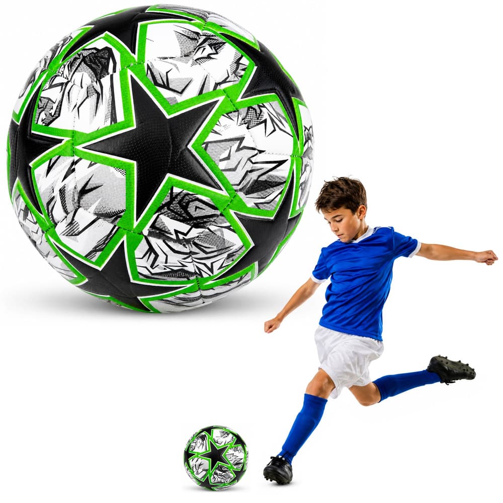 Nogometna žoga LEAN TOYS, velikost 5 (22cm), zelene zvezde