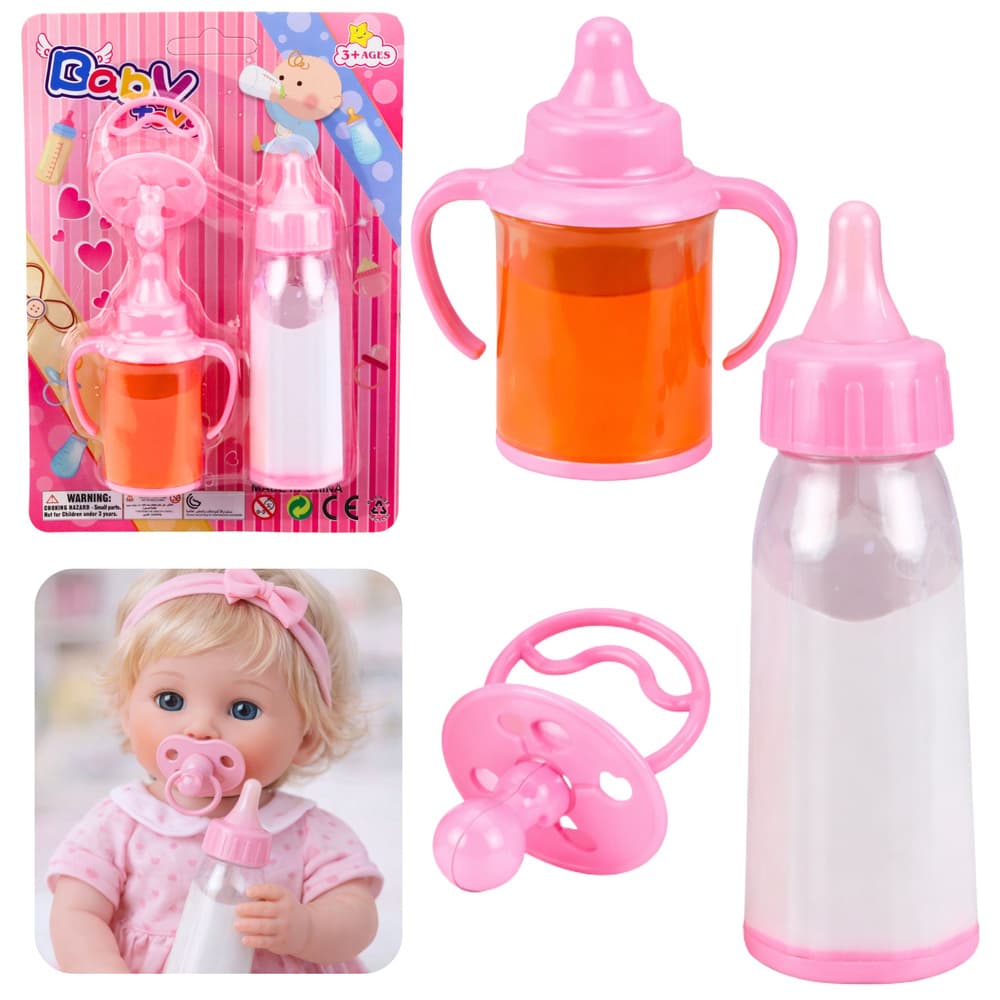 LEAN TOYS čarobne stekleničke za dojenčke 3 kom. (mleko, sok, dudo)