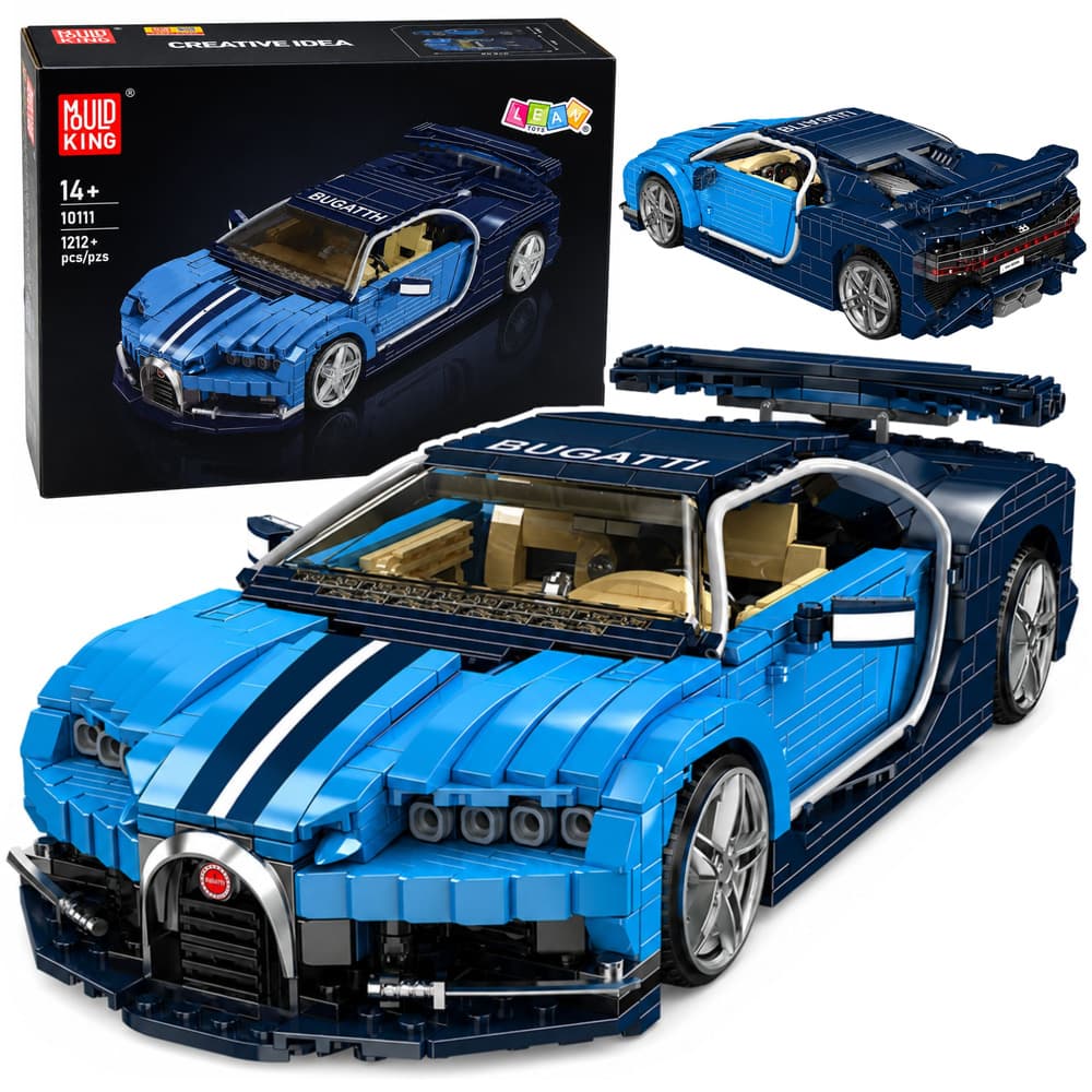 LEAN TOYS Gradbeni bloki: Športni avto Bugatti, modri, 1212 el.