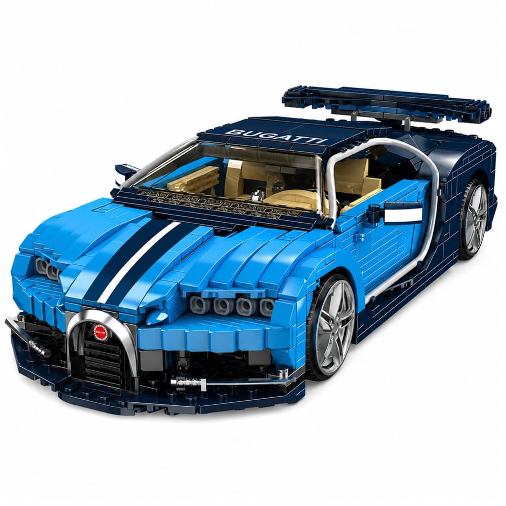 LEAN TOYS Gradbeni bloki: Športni avto Bugatti, modri, 1212 el. 2