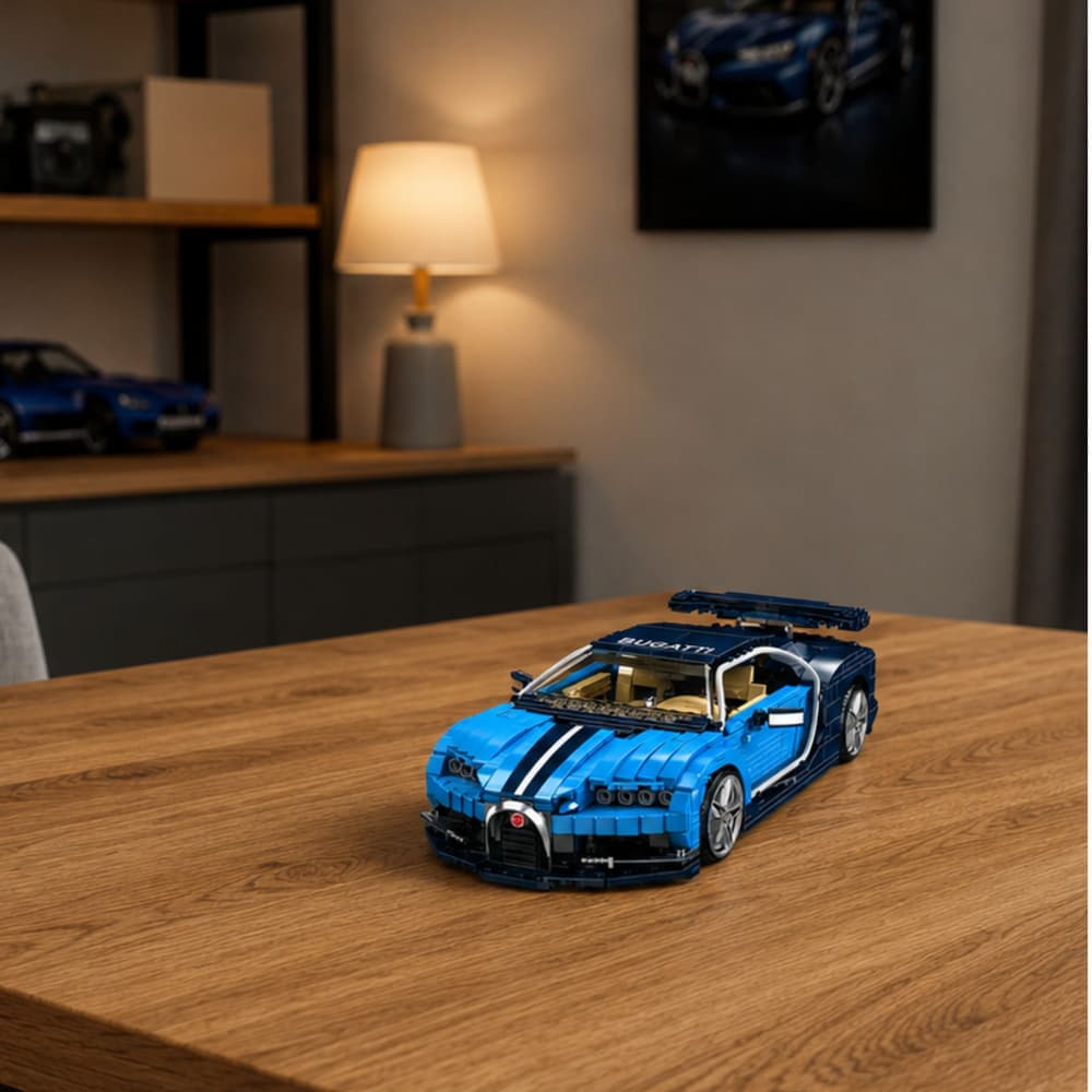 LEAN TOYS Gradbeni bloki: Športni avto Bugatti, modri, 1212 el. 3