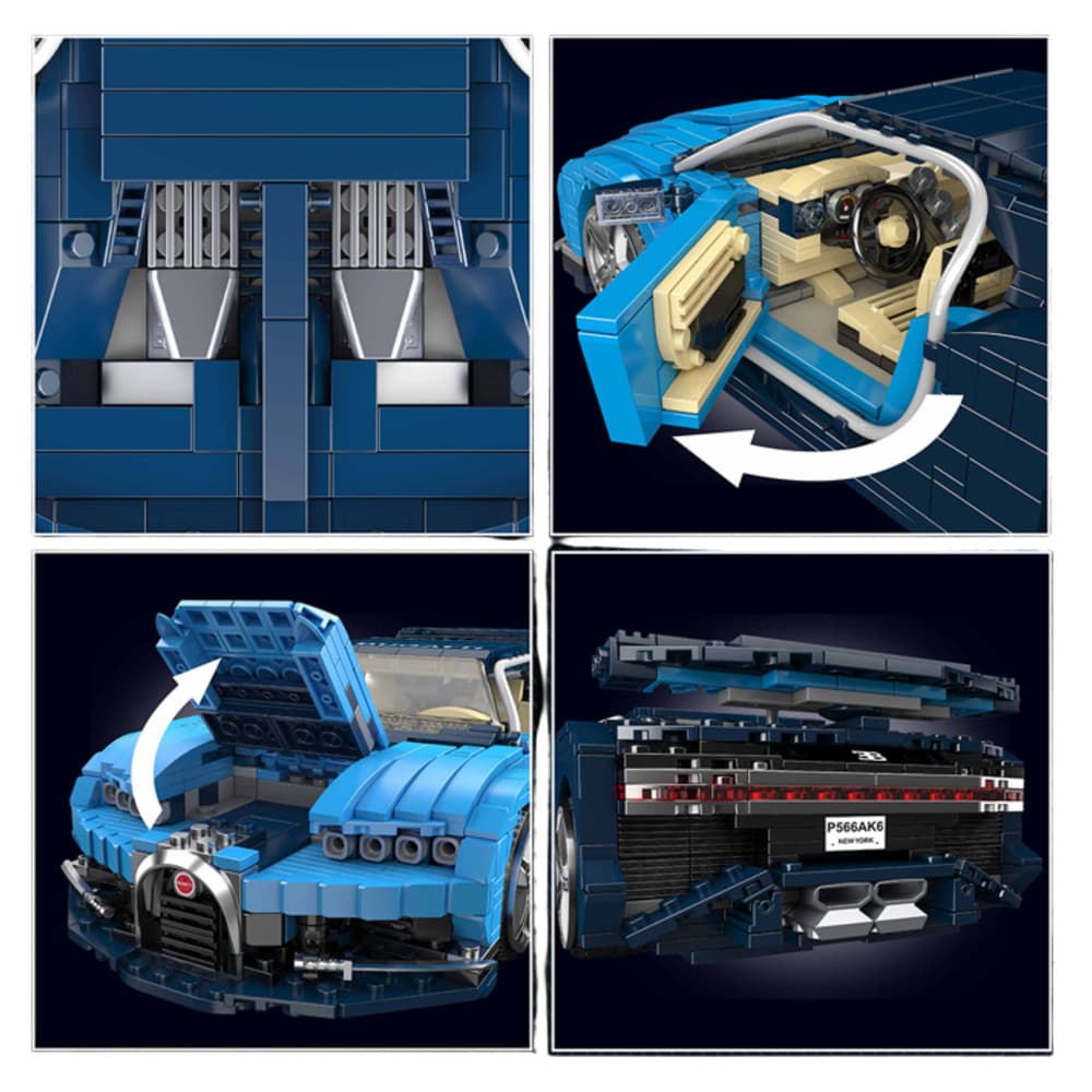 LEAN TOYS Gradbeni bloki: Športni avto Bugatti, modri, 1212 el. 5
