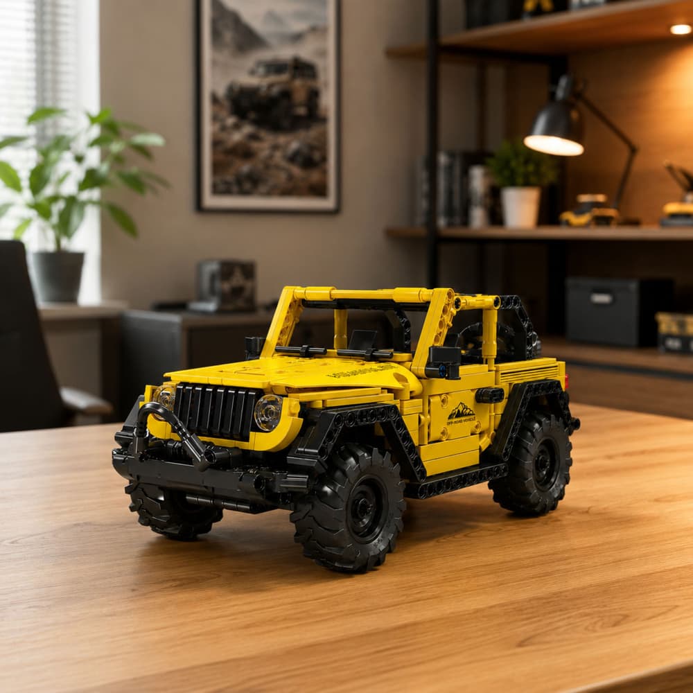LEAN TOYS Gradbeni bloki: Terenski avto Wrangler, rumen, 746 el. 3