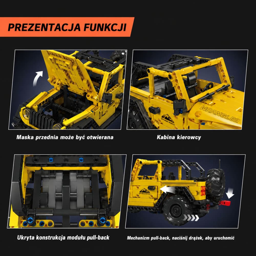 LEAN TOYS Gradbeni bloki: Terenski avto Wrangler, rumen, 746 el. 5