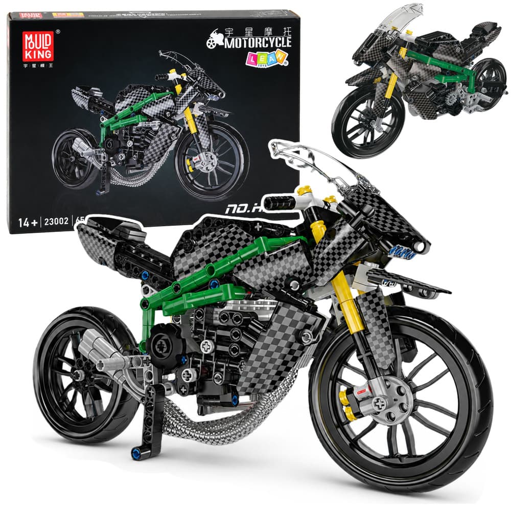 LEAN TOYS Gradbeni bloki: Dirkaški motor, črn, 656 el.