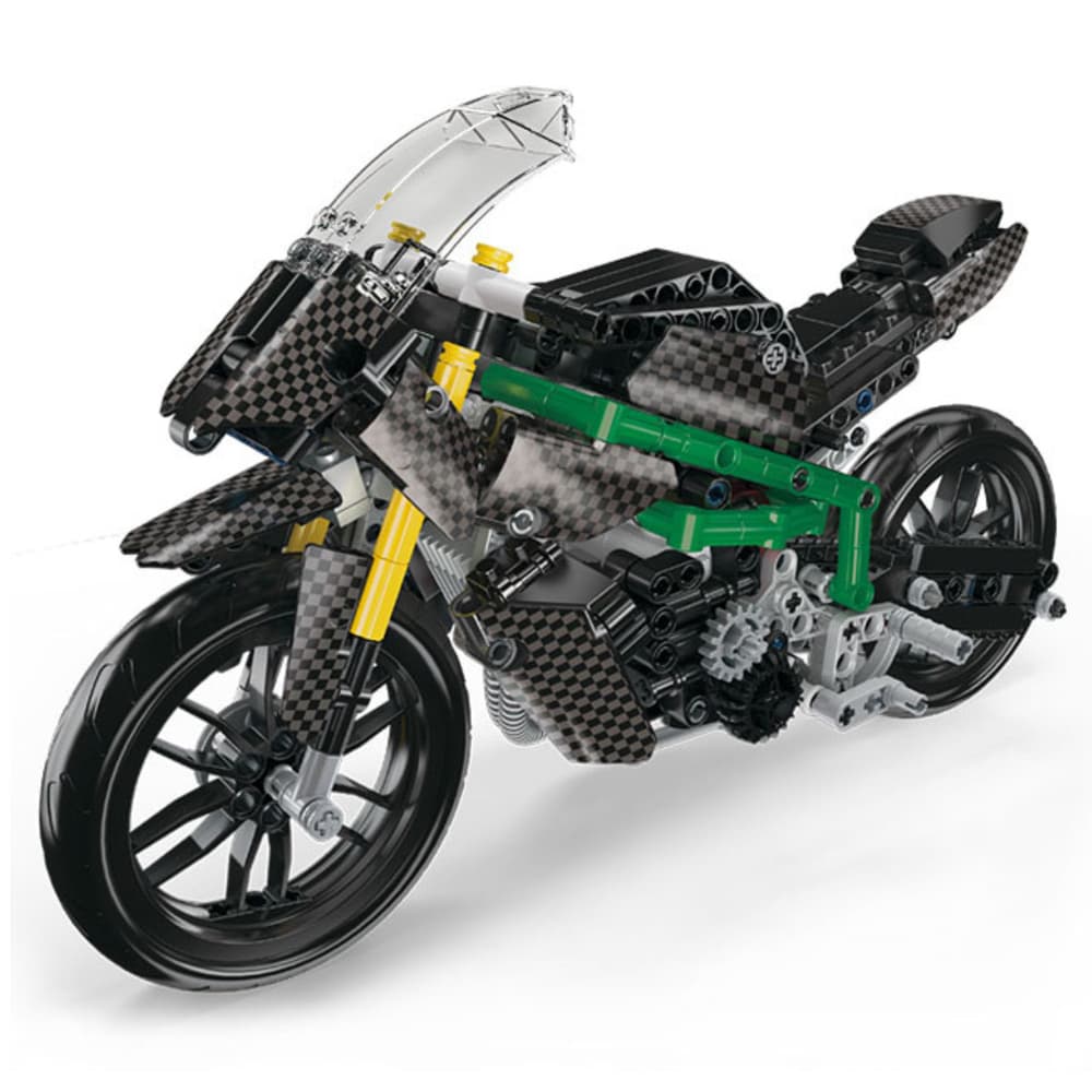LEAN TOYS Gradbeni bloki: Dirkaški motor, črn, 656 el. 2