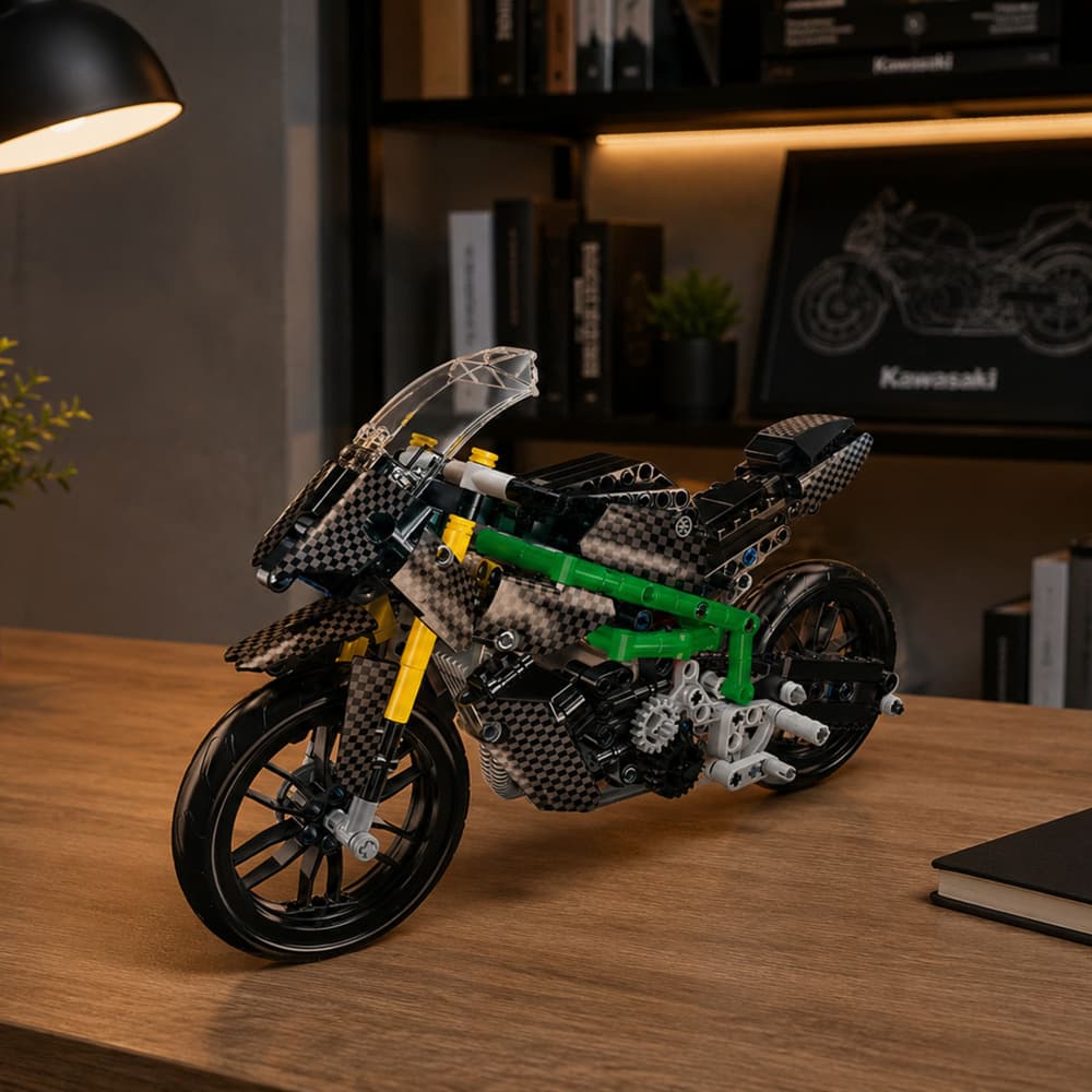 LEAN TOYS Gradbeni bloki: Dirkaški motor, črn, 656 el. 4
