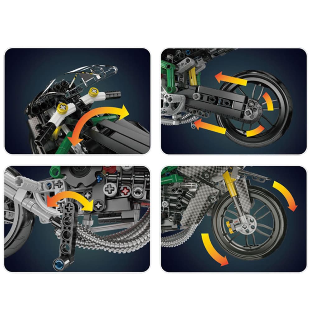 LEAN TOYS Gradbeni bloki: Dirkaški motor, črn, 656 el. 5