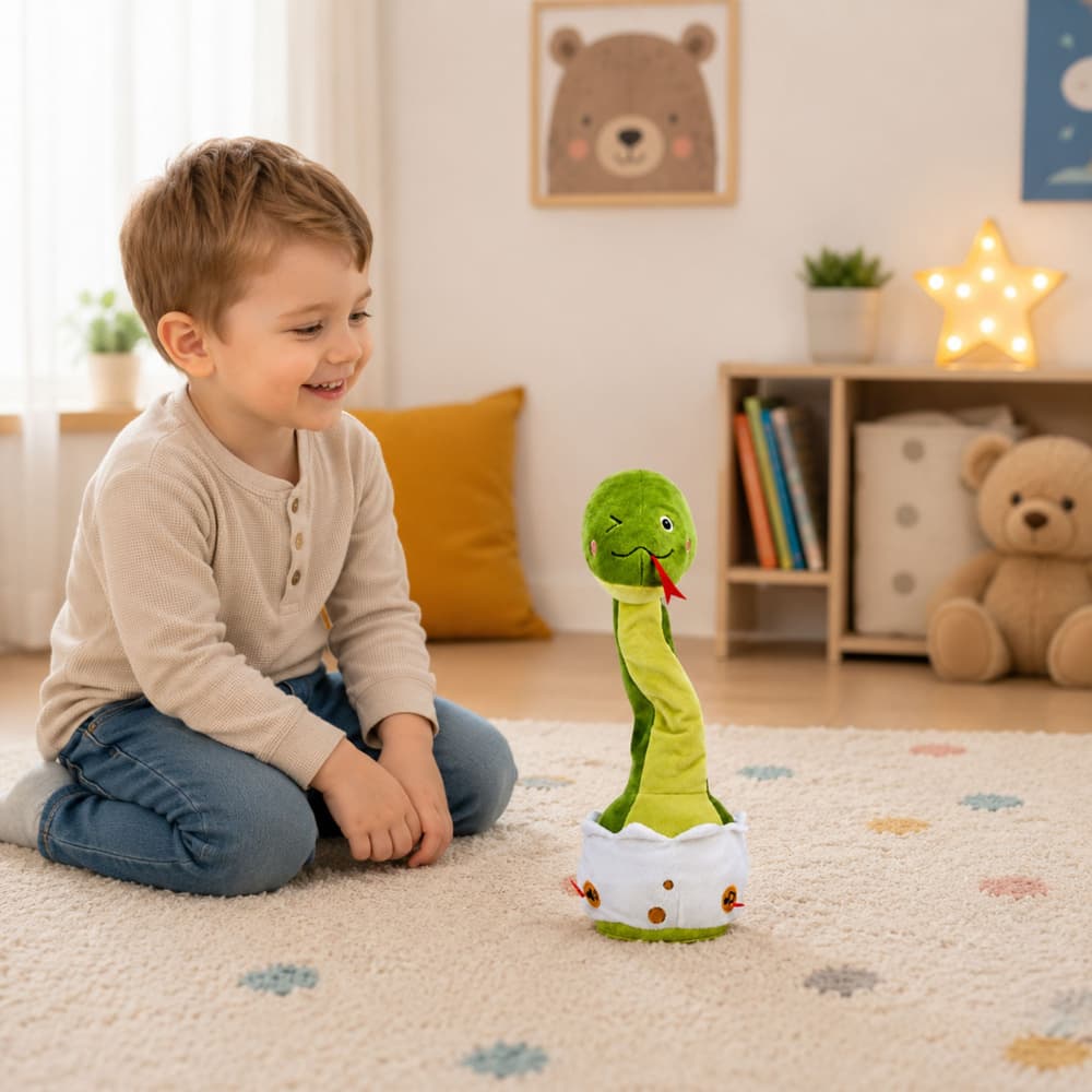 LEAN TOYS Plišani Gugalni kačji glas, zelena 4