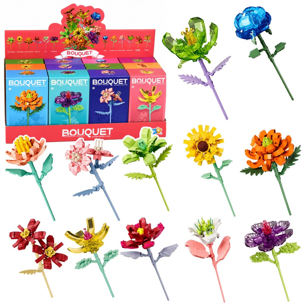 Gradbeni bloki LEAN TOYS: Roža z rožo, barvit komplet, 71-106 el.