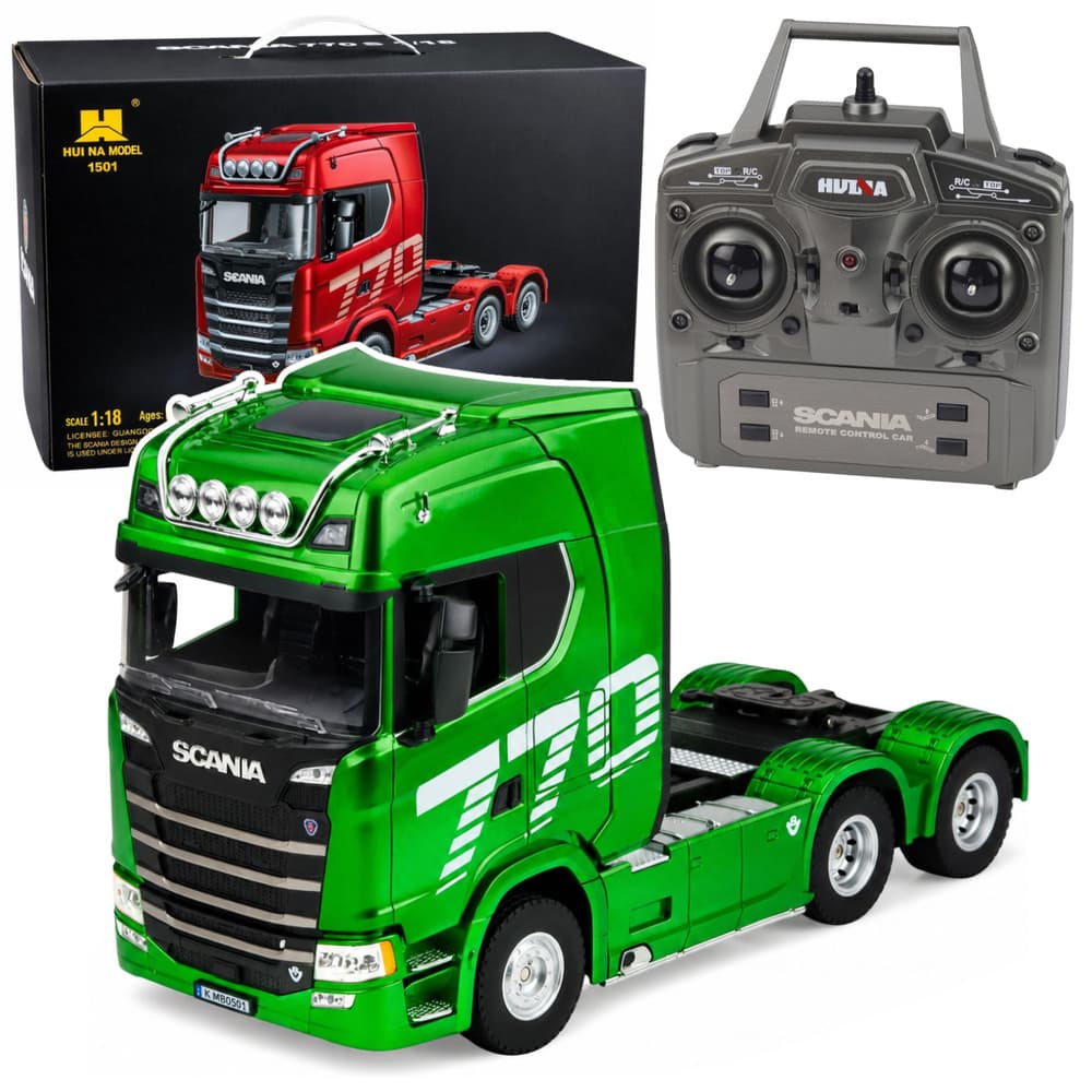 Daljinsko vodeni tovornjak Scania 770S Huina, zeleni, 1:18