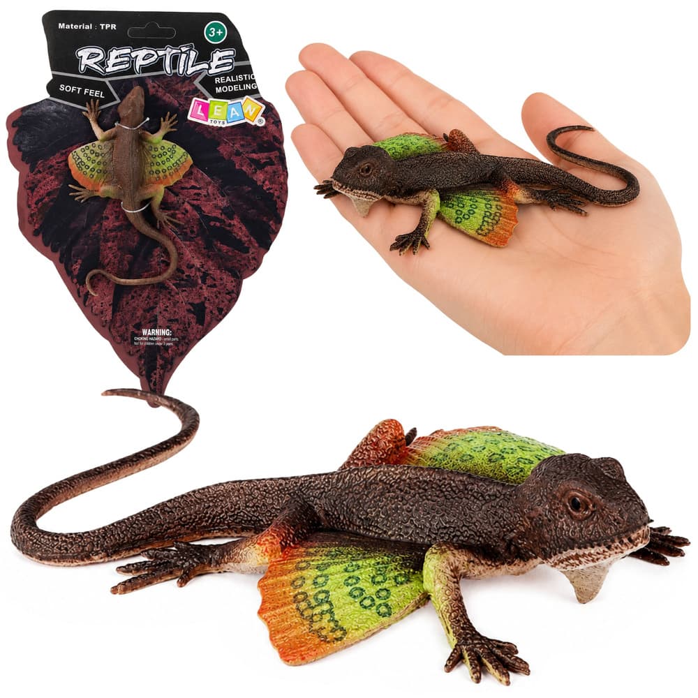 Gumijasta agama z ogljasto kožo, upogljiva, realistična, 13 cm