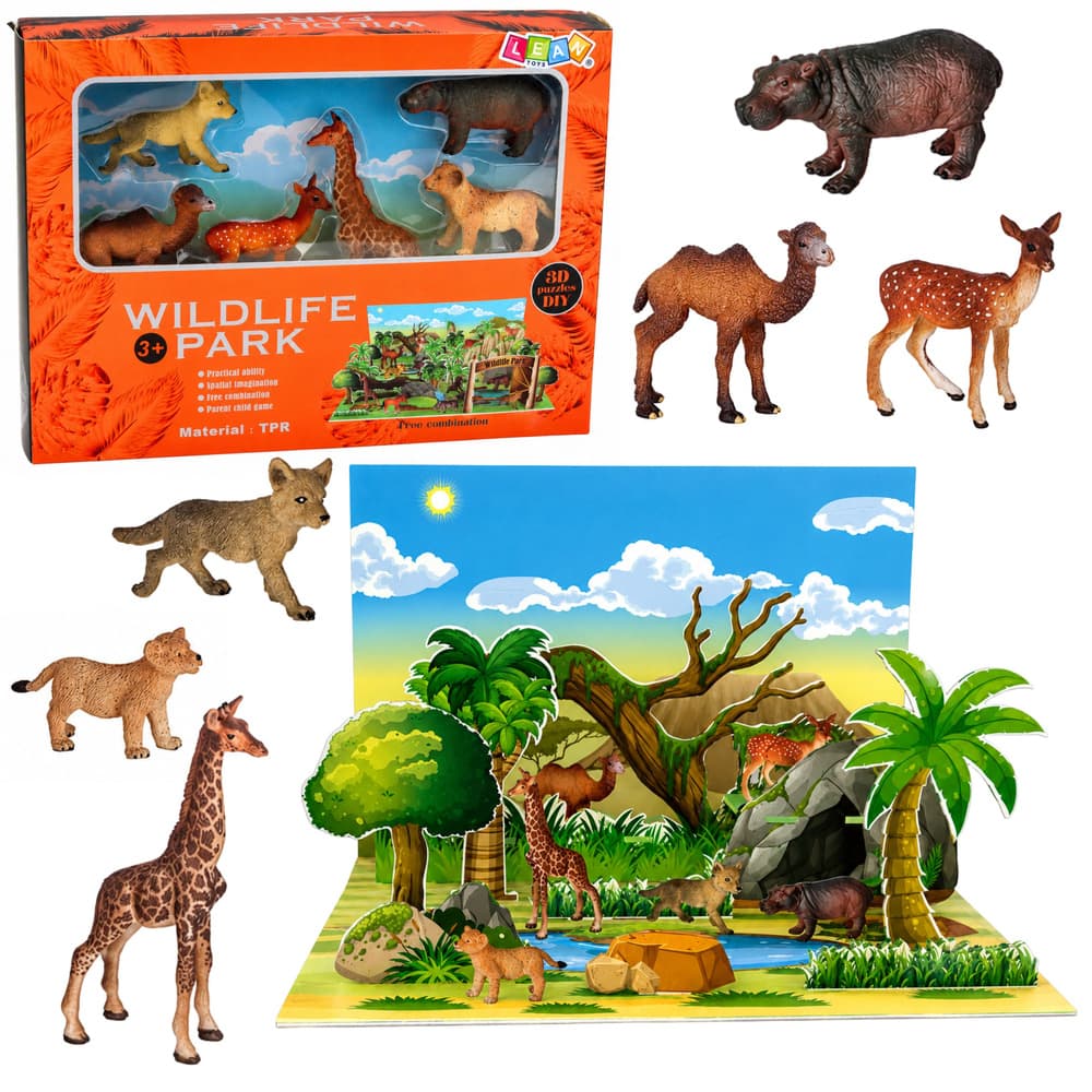 LEAN TOYS ZBIRKA DIVJIH ŽIVALI - Lisica, Žirafa, Hipop., 3D Park
