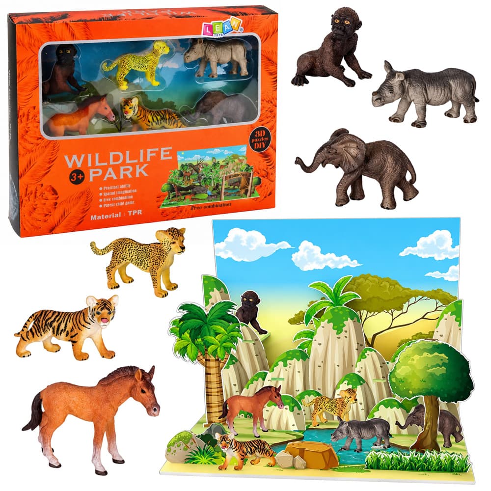LEAN TOYS ZBIRKA DIVJIH ŽIVALI - Leopard, Tiger, Slon, 3D Park