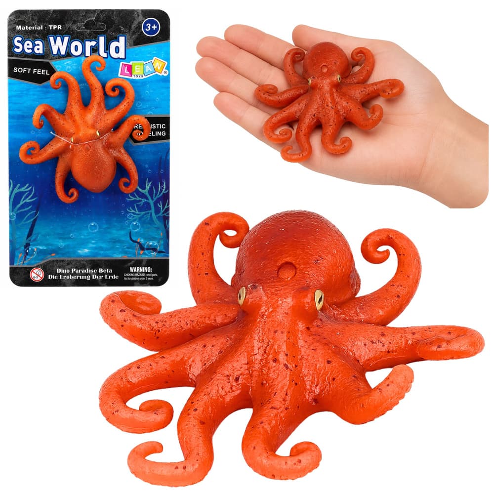 Gumijasta hobotnica LEAN TOYS, realistična, morska žival, 14 cm