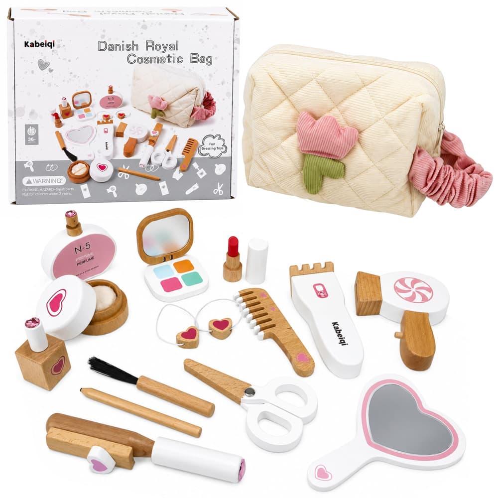 Leseni lepotni set za ličenje LEAN TOYS, kozmetičarka, pribor, 16 delni