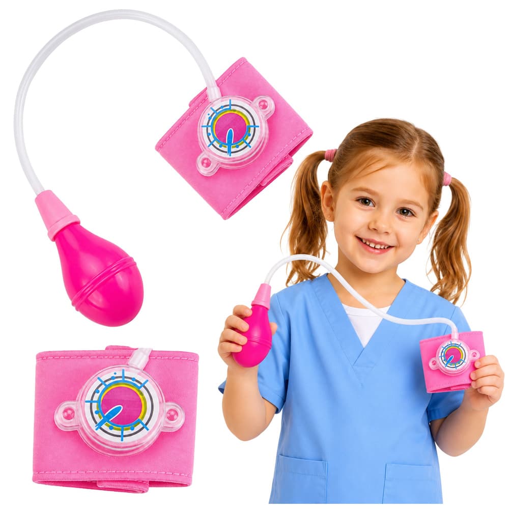 Otroški merilnik krvnega tlaka LEAN TOYS, roza, s premikajočo se kazalko