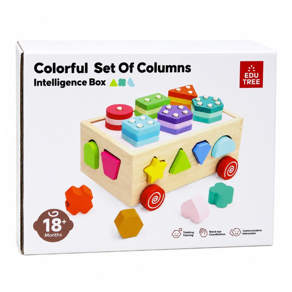 Leseni sortiralnik oblik LEAN TOYS, Montessori, na kolesih, s številkami 6