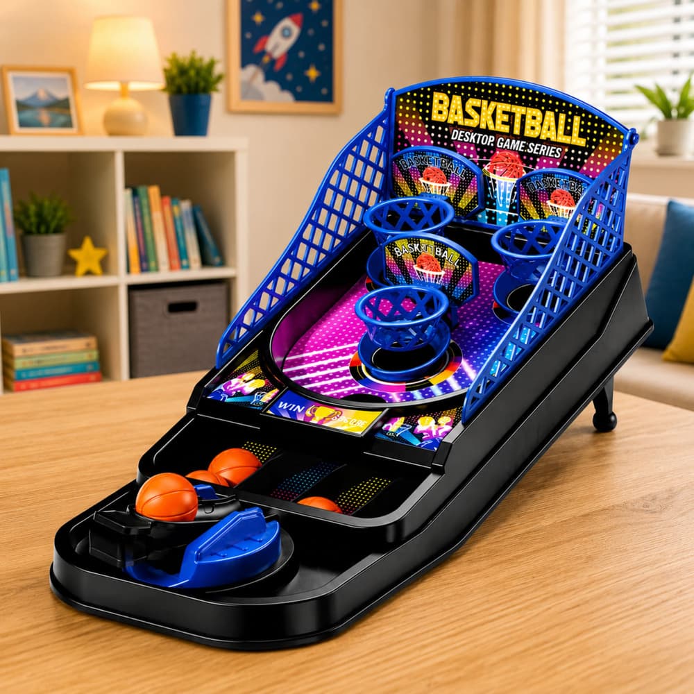 Namizna igra košarke LEAN TOYS, 3 koši, izstreljevalec 4