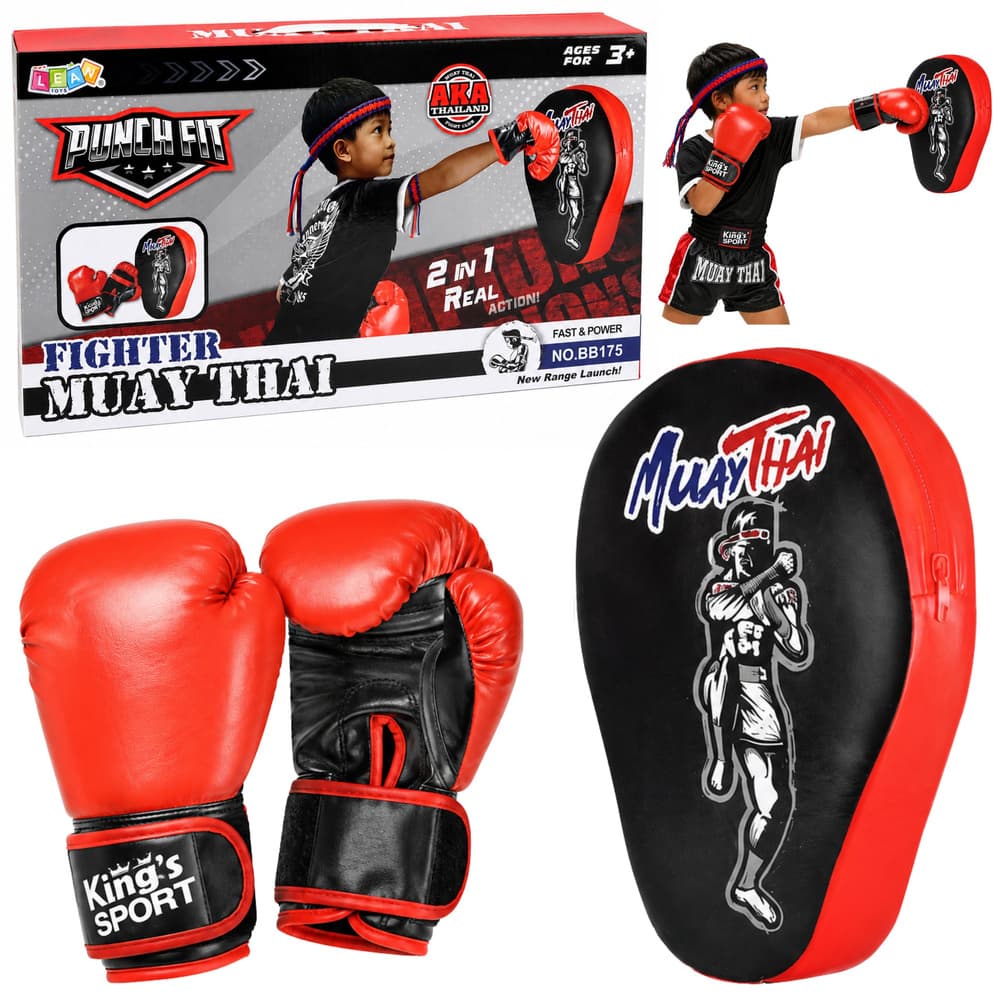 LEAN TOYS Boksarski set 2v1: rokavice in vadbena blazina MUAY THAI