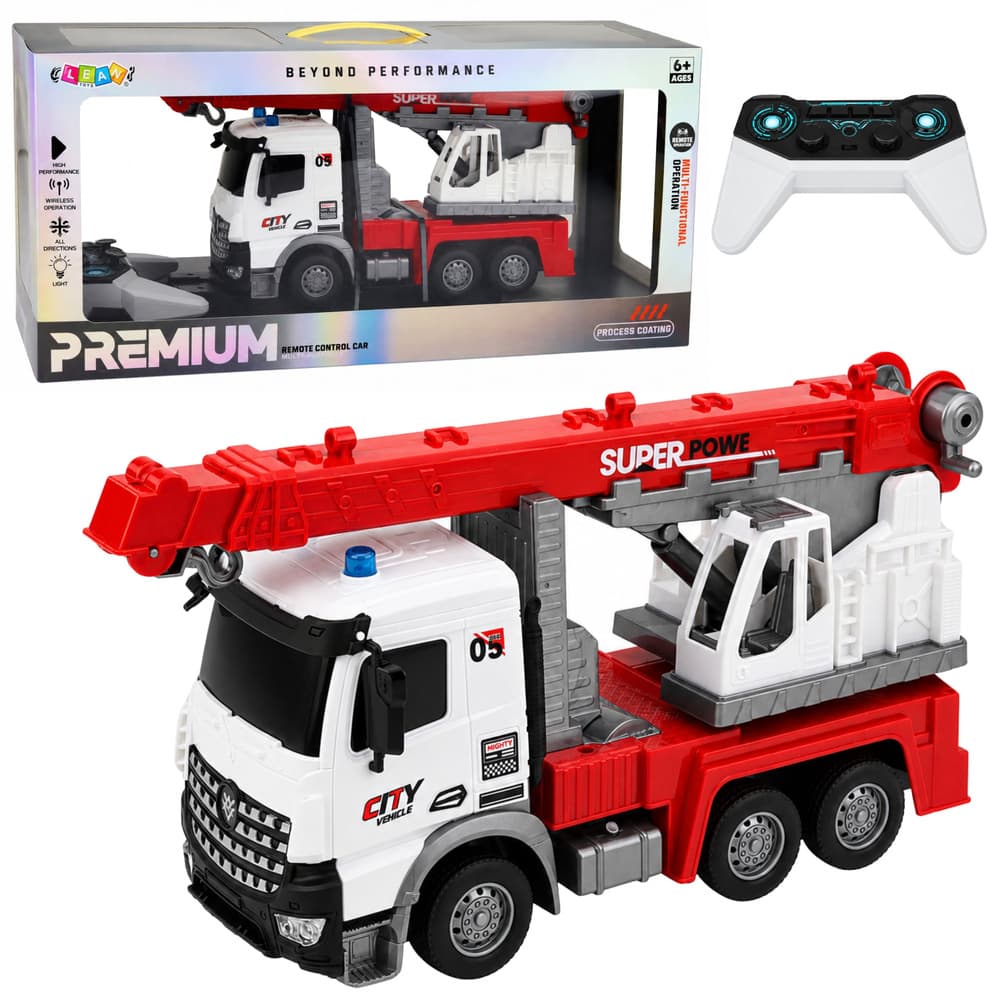 RC tovornjak z dvigalom, premično dvigalo, luči, 1:14