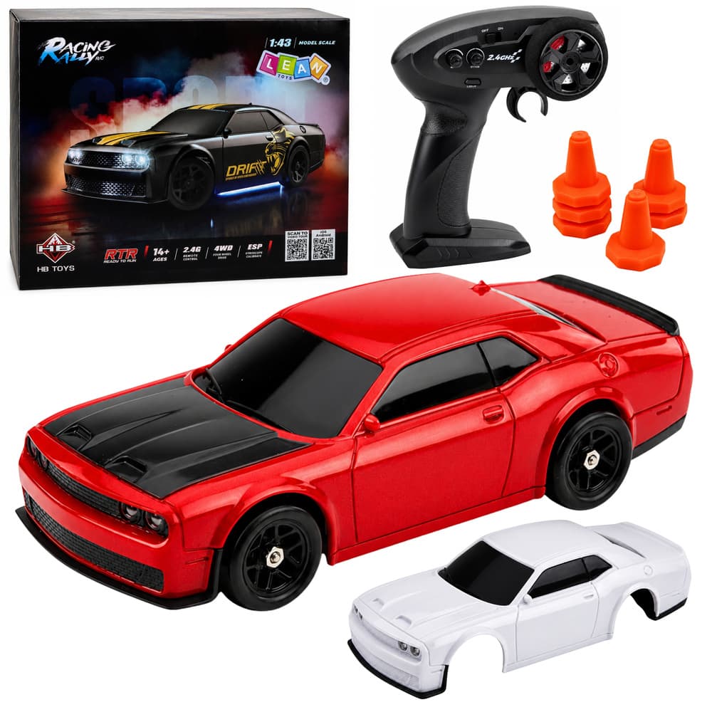 RC športni avto za drift s snemljivo karoserijo 4WD rdeč 1:43