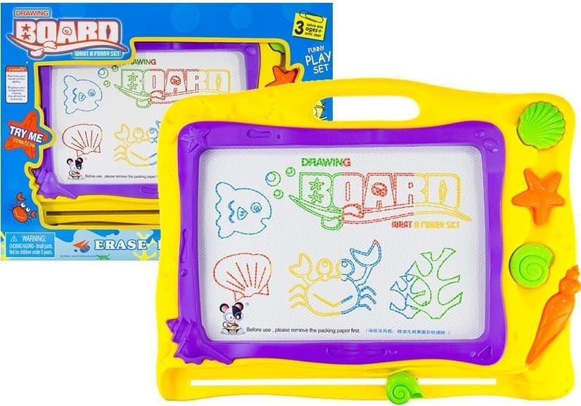 LEAN TOYS Tablica z napravo za brisanje (znikopis) s pomorskim motivom in 3 žigi
