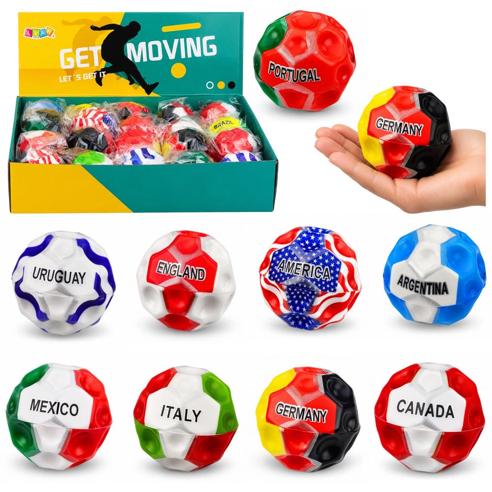 Plišasta žogica LEAN TOYS, 7 cm, zastave držav, za odbijanje in proti stresu