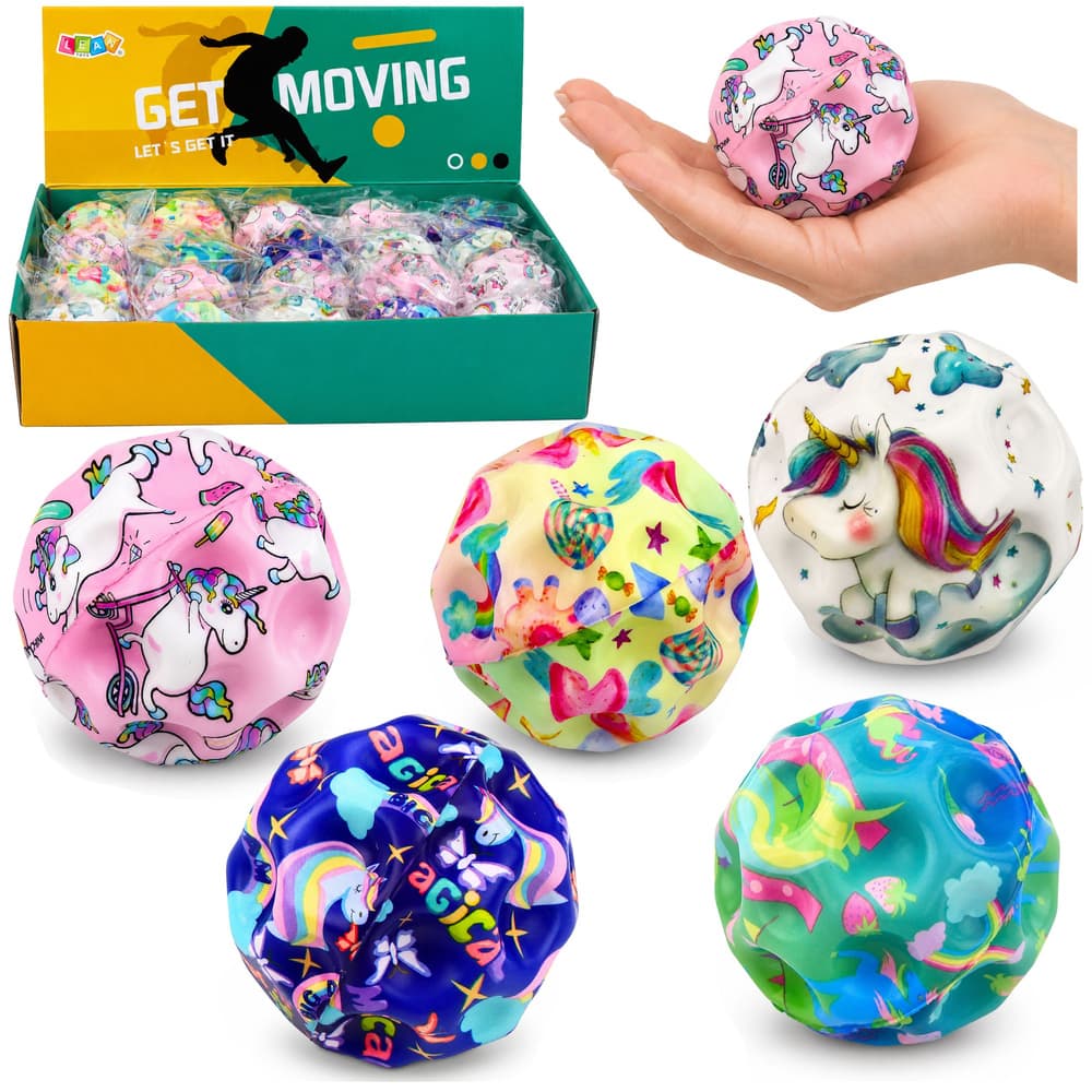 Plišasta žogica LEAN TOYS, 7 cm, motivi samorogov, za odbijanje in proti stresu
