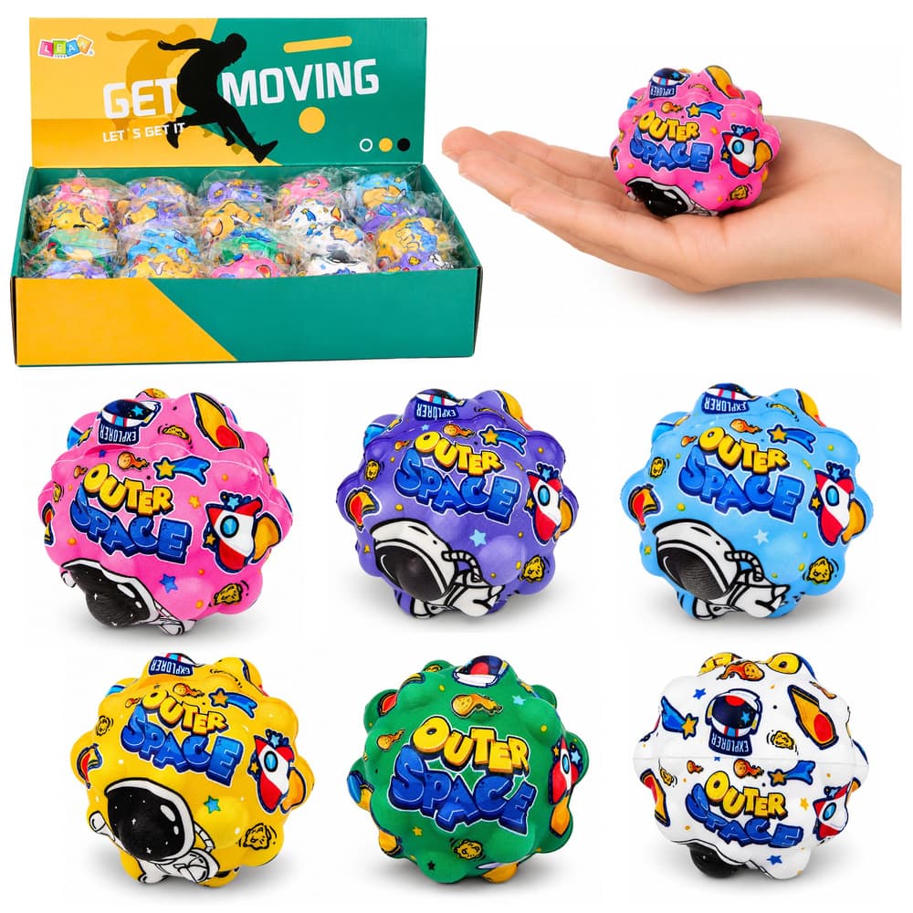 Plišasta žogica LEAN TOYS, 7 cm, kozmični motiv, z izboklinami, za odbijanje in proti stresu
